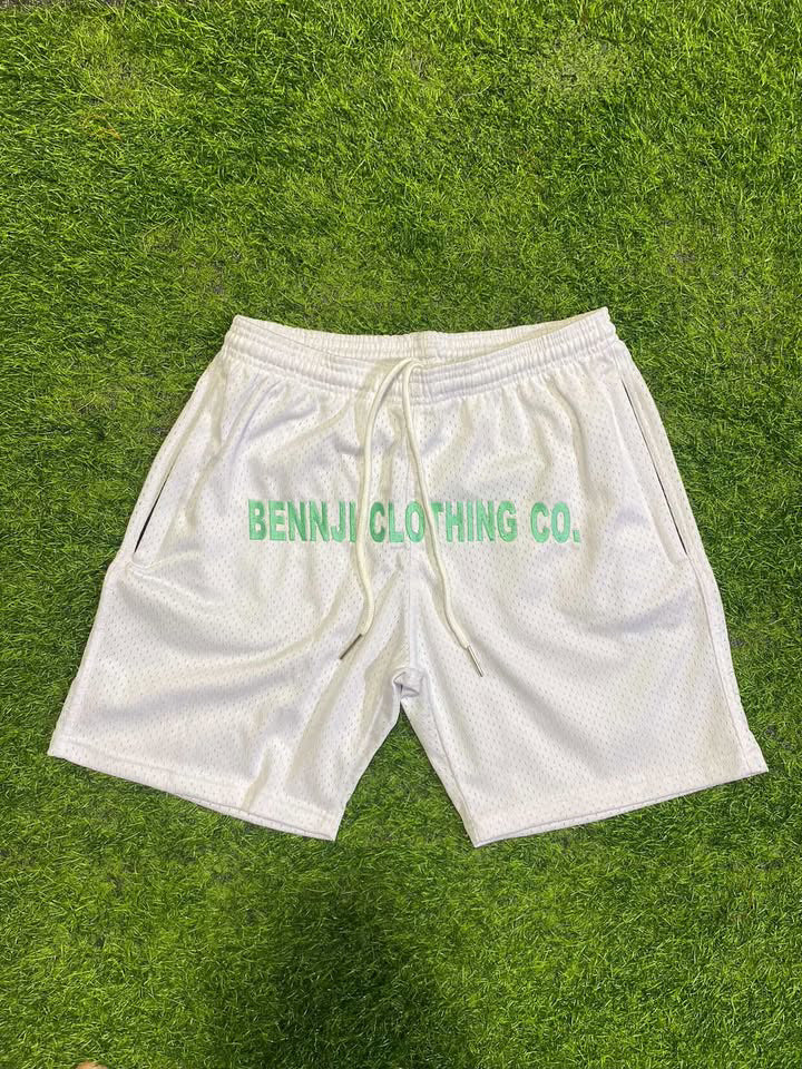 Bennji Mesh Shorts White & Tiffany Blue